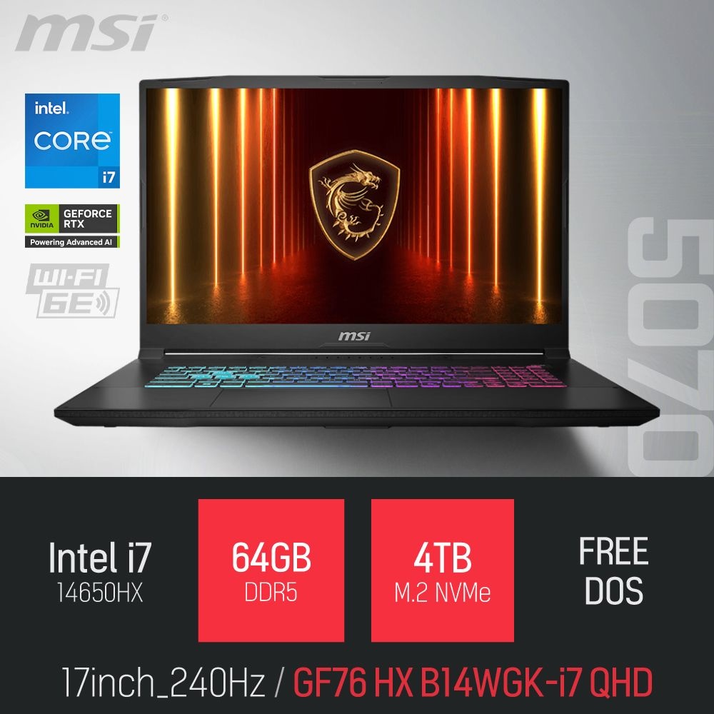 ⓒ MSI 소드 GF76 HX B14WGK-i7 QHD 64GB 4TB / 17인치 편집 고성능 게임 포토샵 캐드 AI 노트북