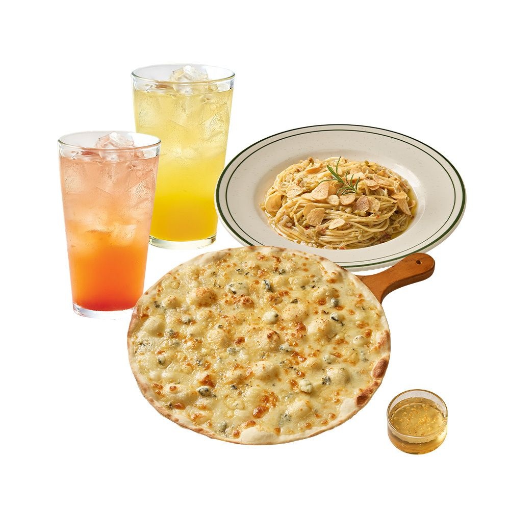 매드포갈릭 (최대24%할인) [매드포갈릭] 갈릭페뇨 파스타+고르곤졸라 피자+에이드 2잔 (정상가70,800원)