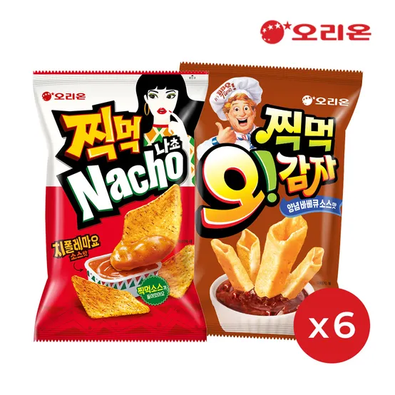 오리온 찍먹 나쵸치폴레마요 84g 6개 + 오감자딥 양념바베큐 75g 6개