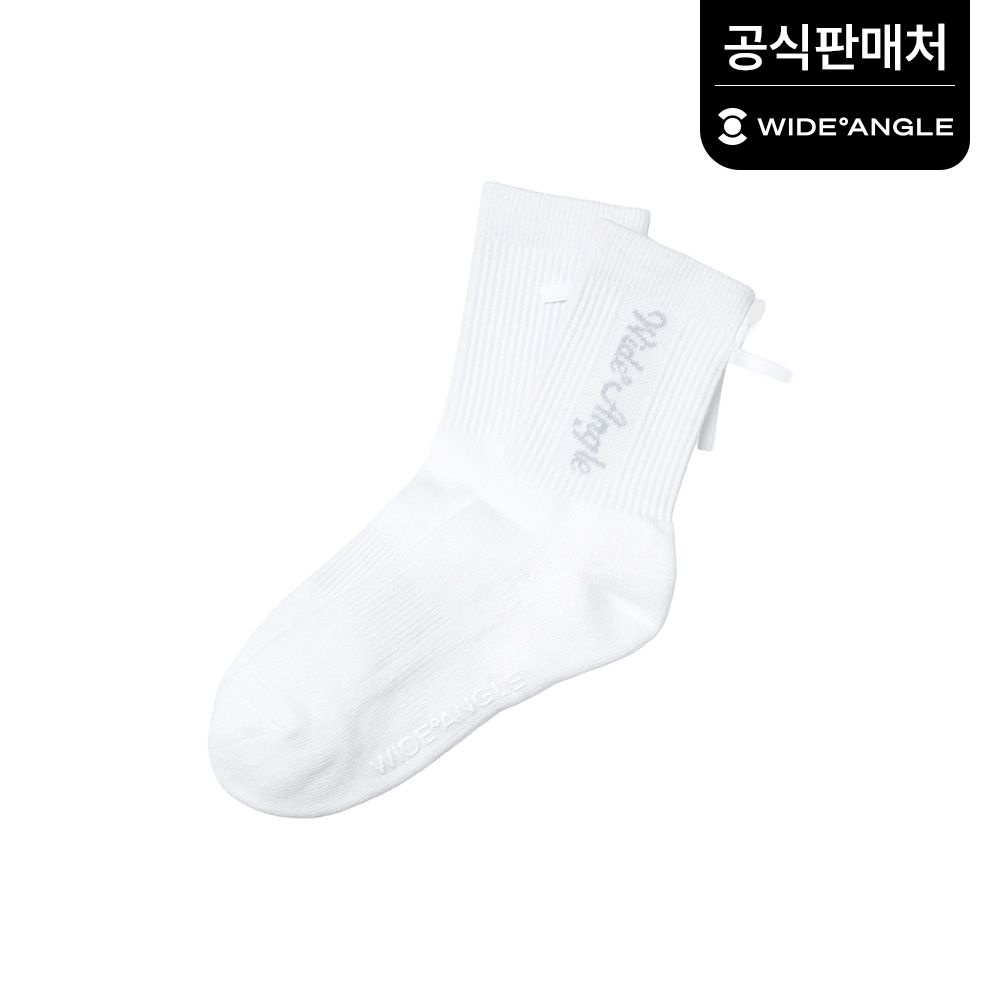 와이드앵글 정상가 13,000원  와이드앵글 공식 여성 골프 CO 골조직 리본 크루 파일삭스_WWP26S05W2