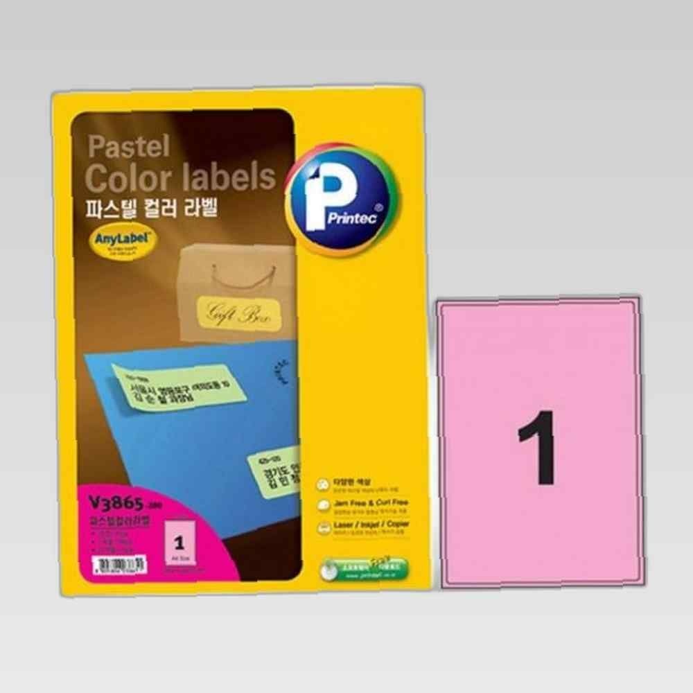 V3865-100 인기 프린텍 파스텔컬러라벨 핑크 감성 애니라벨 라벨지 스티커라벨 전용지