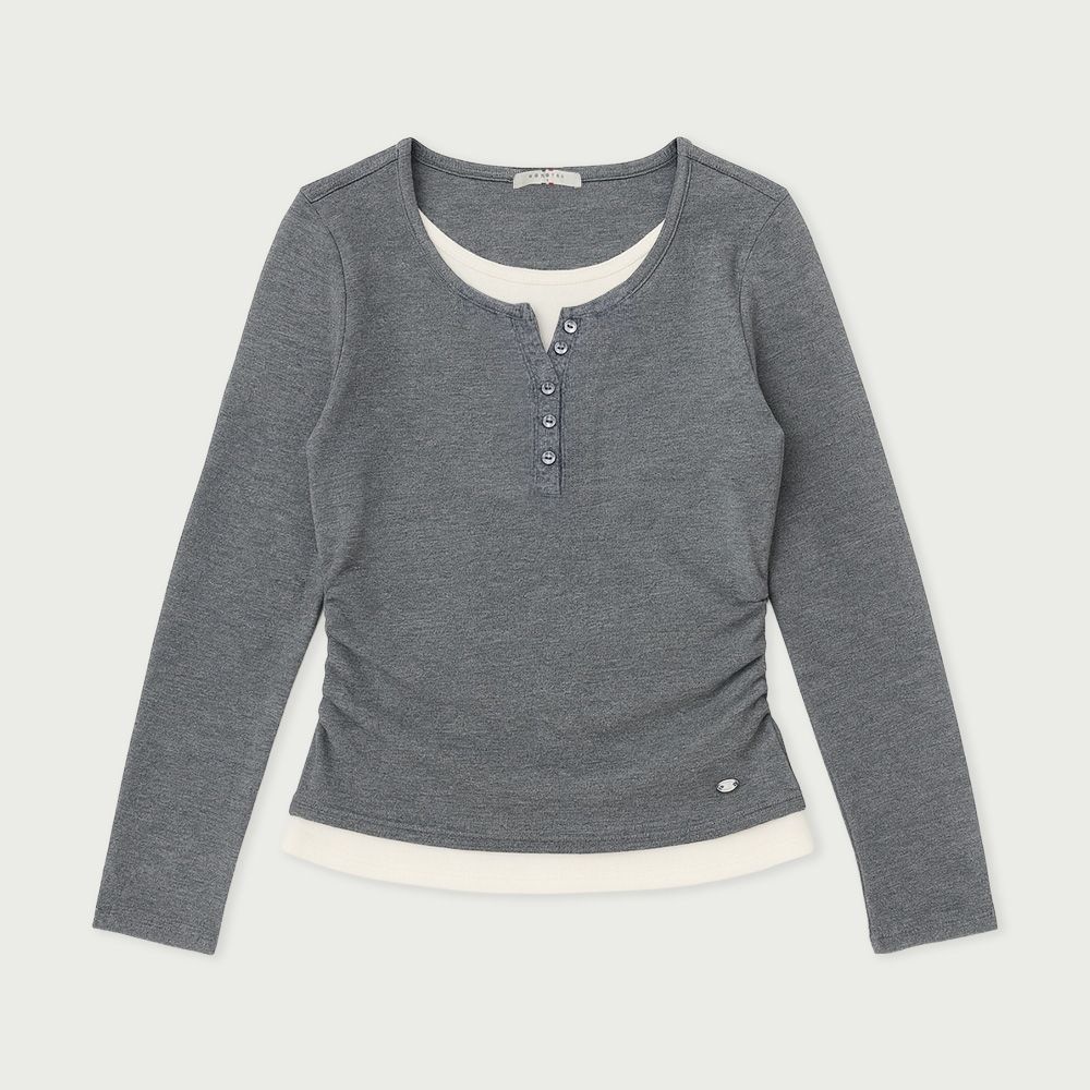 [롯데백화점] 행텐 여성 웨일 레이어드 버튼 헨리넥 티셔츠 10560 131 207 12 LE1220777565