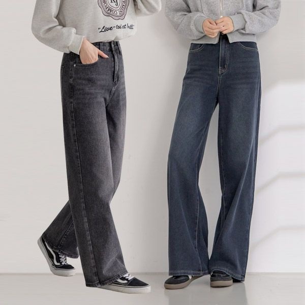 [지기핏] 3단 기장 와이드 밴딩 데님 팬츠 5컬러 여성청바지 S~2XL