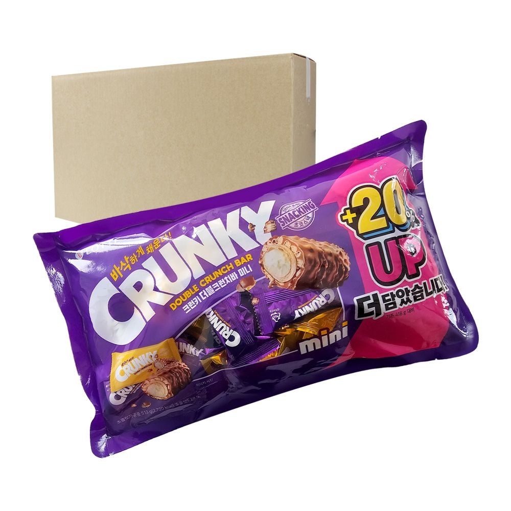 롯데 롯데리아 과자사탕초콜릿간식/SRBH_[박스] 롯데 크런키 더블크런치바 미니 513g 4입/사무실,회사,탕비실,모임,어린이집,학원,