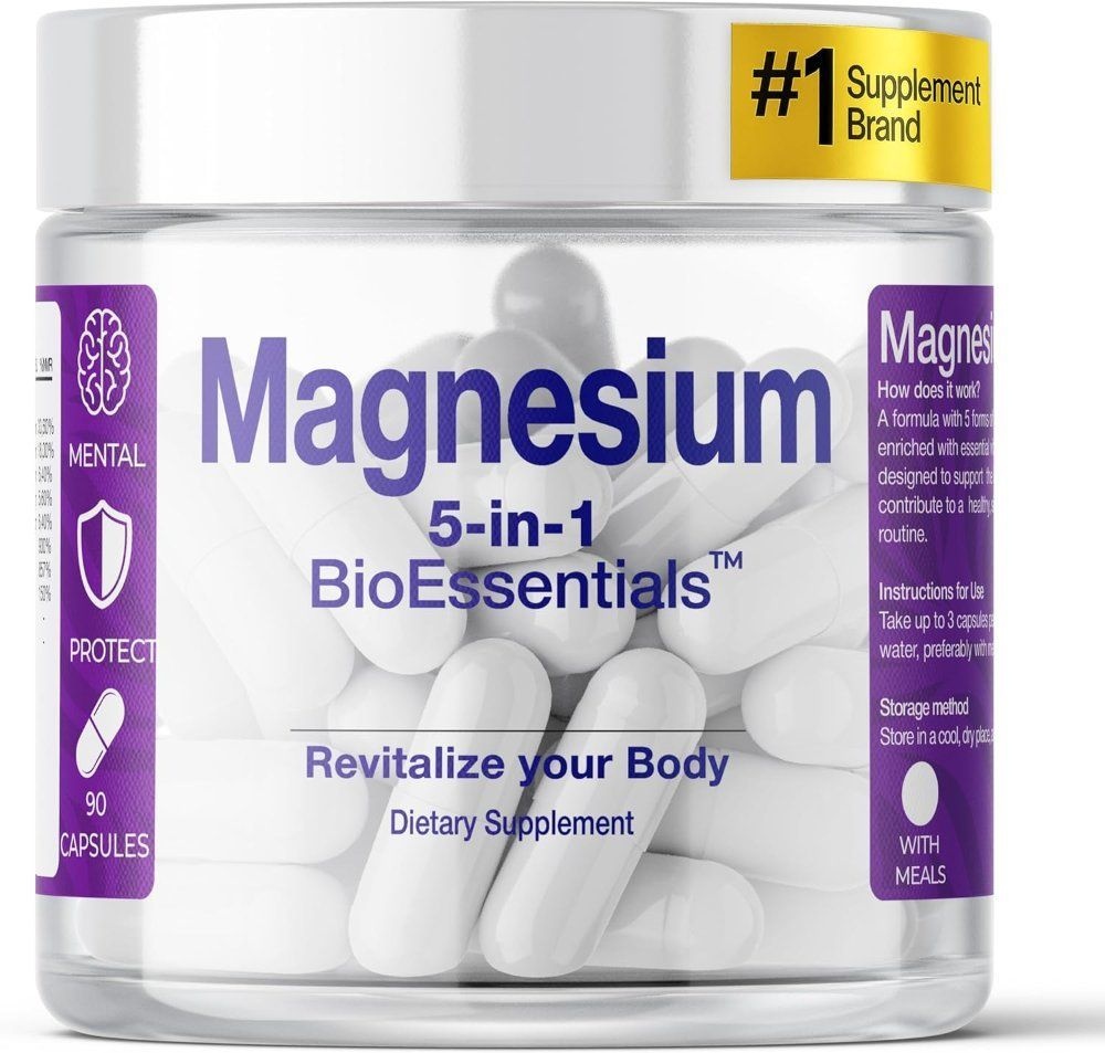 BioEssentials 마그네슘 1950mg - L-트레오네이트 비스글리시네이트 말레이트 등 비타민 D B6 아연 포함 90캡슐
