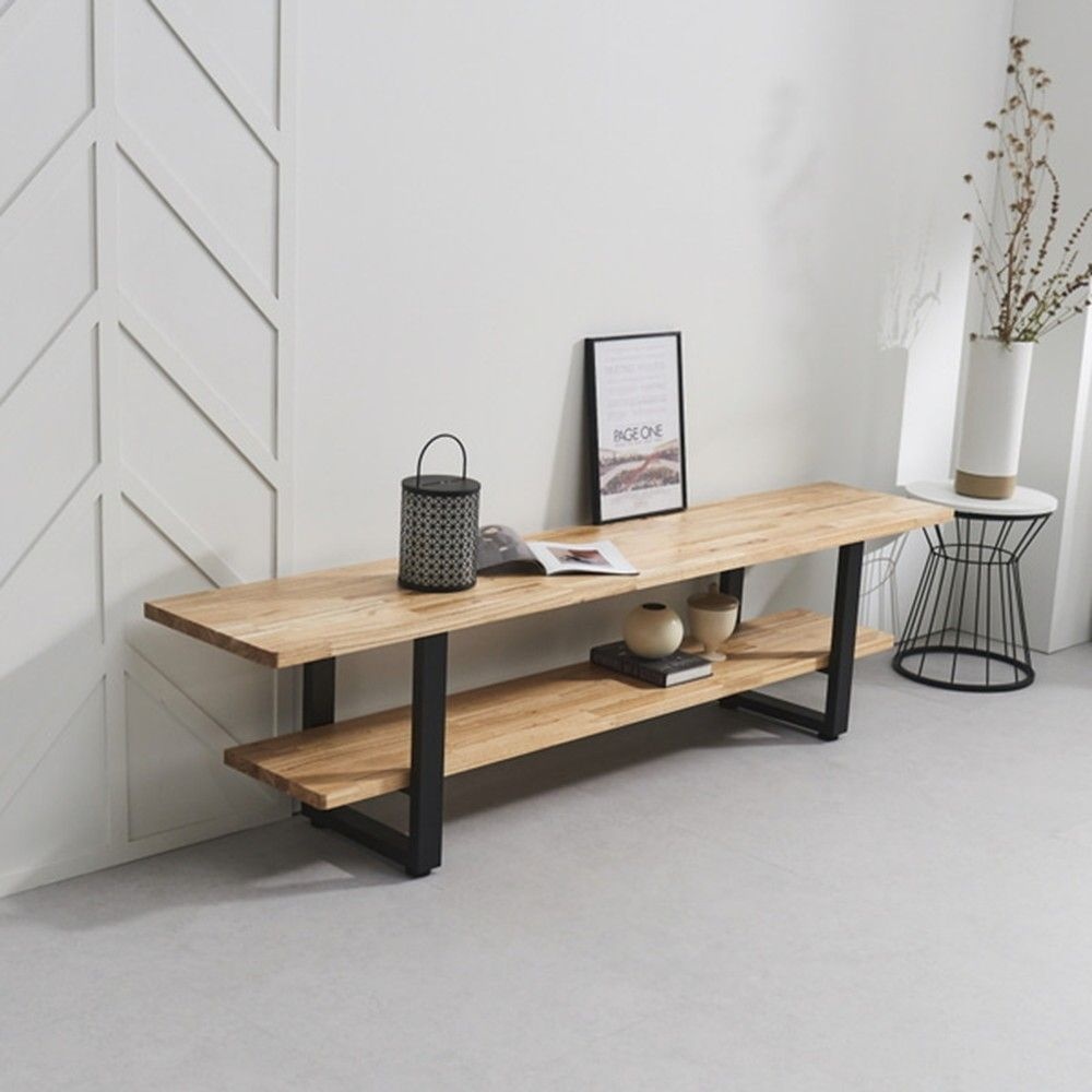 전원주택 2단 장식품 선반 원목 거실장 오래쓰는 tv장 TV받침대 나무