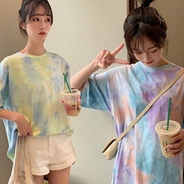 색깔 파스텔 기본 라운드넥 여자티셔츠 여성티셔츠 물 (KYR-WD85FB4)