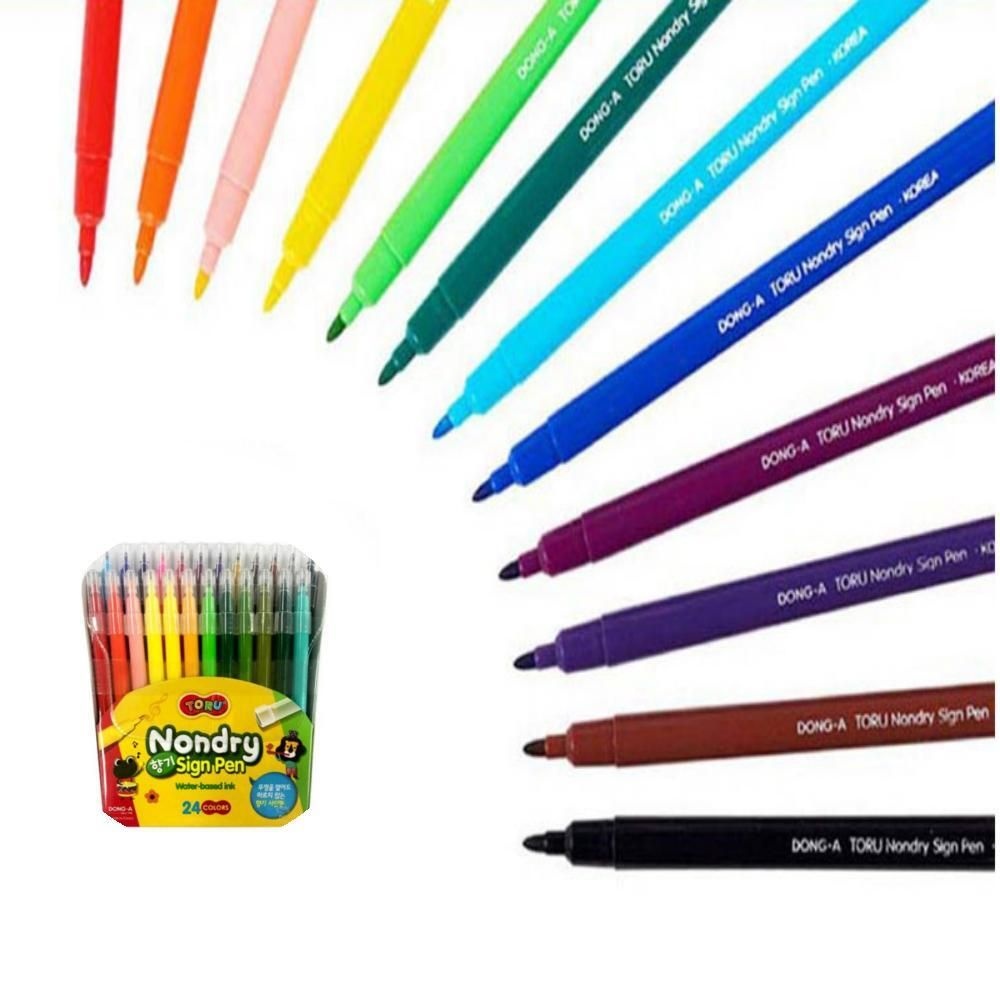 [루나조이협력사]사인펜 24색 수성사인펜 필기도구세트 안마르는사인펜