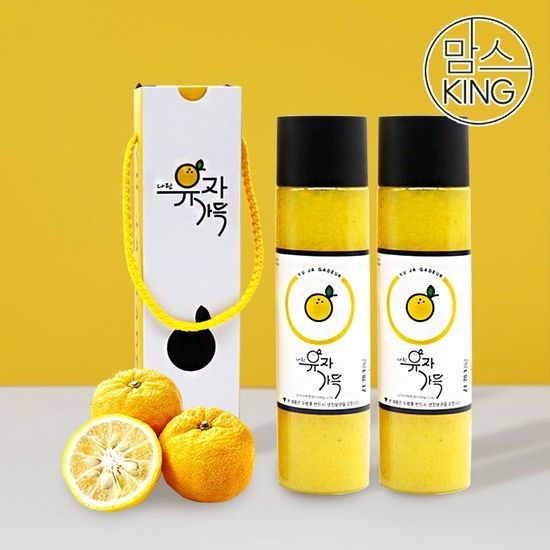 G) [맘스킹] 다랭이팜 남해유자로 갈아만든 유자가득유자청 600gX2개