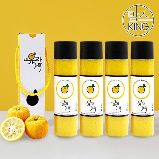 G) [맘스킹] 다랭이팜 남해유자로 갈아만든 유자가득유자청 600gX4개