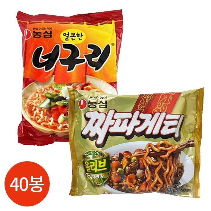 (농심) 농심 반반세트 짜파게티+너구리 40봉세트