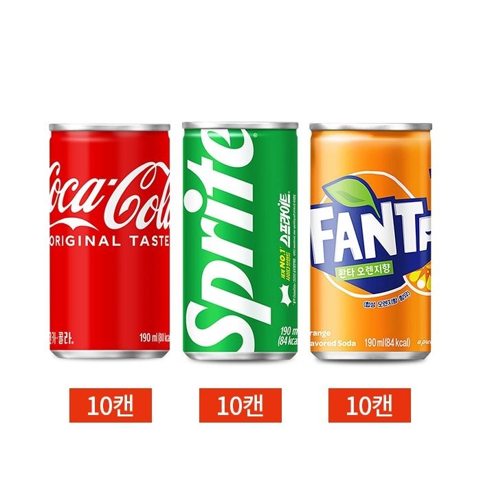 코카콜라+스프라이트+환타오렌지 3종 190mLx30캔