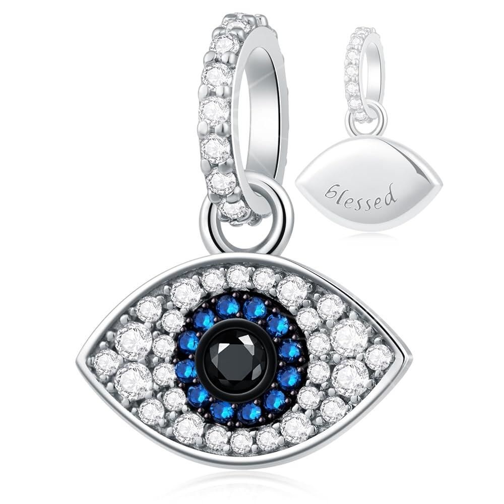[해외] [미국수입정품] GLOWDAS Evil Eye Charms fit European 팔찌 목걸이, 925 스털링 실버 터키쉬 아이 올 시잉 참, CZ가 있는 호루