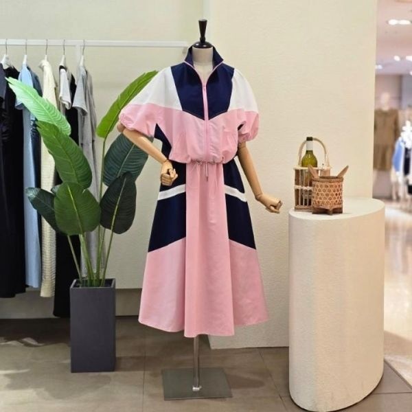 포커스 [하프클럽]  FM4C4ST40391 배색 집업 스커트 세트