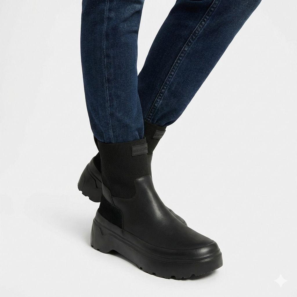 헌터 [UNISEX] 익스플로러 첼시 플랫폼 부츠 - 블랙 WFS1000LPYBLK L7K3