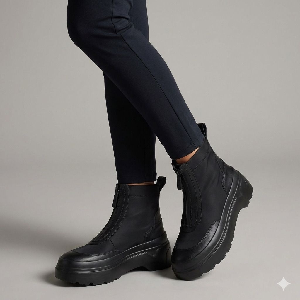 헌터 [UNISEX] 익스플로러 앵클 지퍼 플랫폼 부츠 - 블랙 WFS1000LNYBLK L7K3