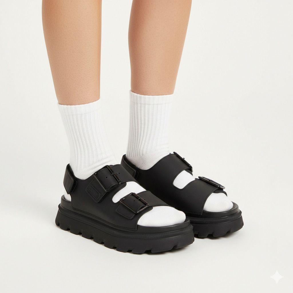 헌터 [WOMEN] 라이트 알개폼 버클 플랫폼 샌들 - 블랙 HCWK008FDZBLK L7K3