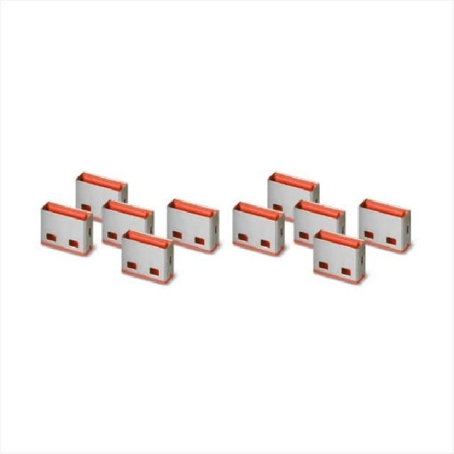 USB 포트 락 LINDY-40463 USB포트잠금장치 보안블럭 10EA 오렌지