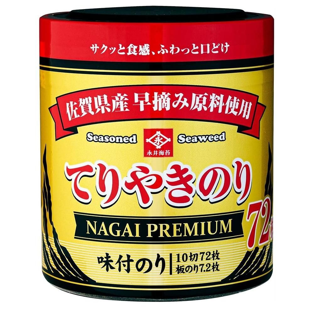 Nagai [해외] Nagai Nori 데리야끼 라이스 72개입 1팩 Nagai Nori Teriyakiri Rice Tabletop Cuts, 72 Sheets x 6 Bottle