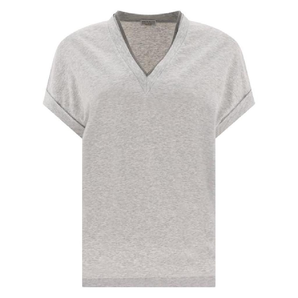 브루넬로 쿠치넬리 Brunello Cucinelli 엠벨리시드 V넥 티셔츠 M0T18BD222 C8003 TP946380311