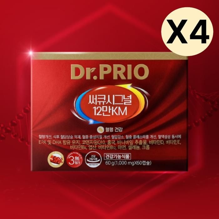 엠에스바이오텍(주) 닥터프리오 써큐시그널 12만KM 코엔자임Q10 60캡슐 X4