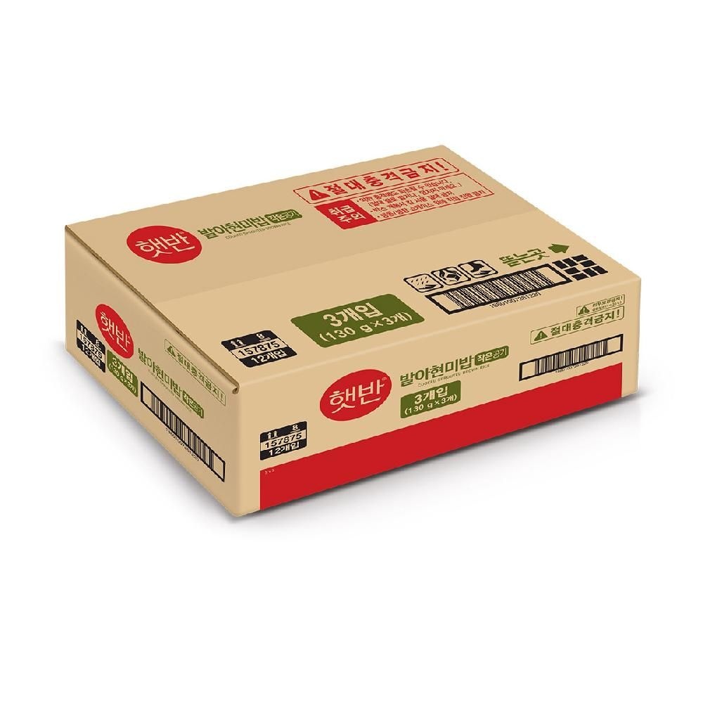 무료배송 CJ 햇반 발아 현미밥 작은공기 130g x 3 x 12