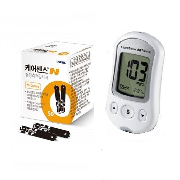 아이센스 케어센스N보이스 혈당측정기셋트+혈당시험지100매+채혈침100개+알콜솜100매