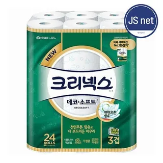 [크리넥스] 데코앤소프트 와이드 3겹 롤화장지 대용량 휴지 30m 24롤