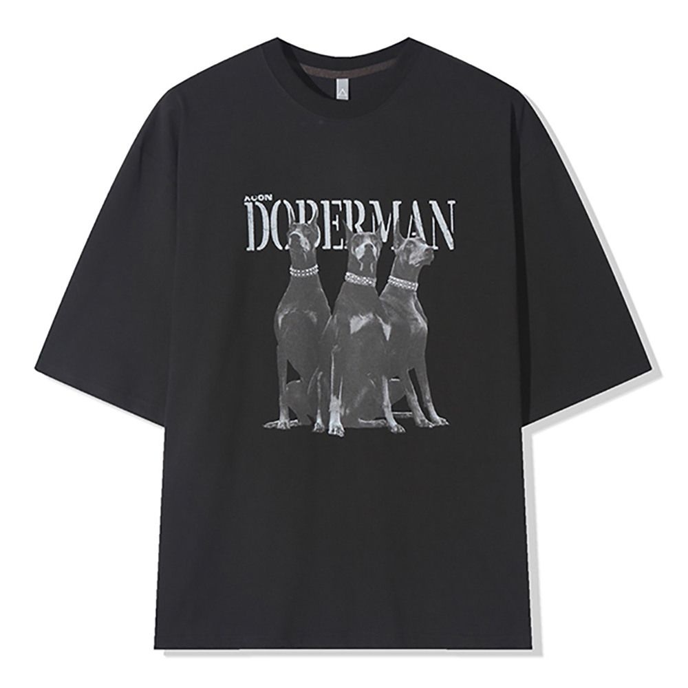 리빌모아 리빌모아 [패션플러스][리빌모아]남자 캐주얼 도베르만 라운드 반팔티 AC-TSH-Q067-블랙