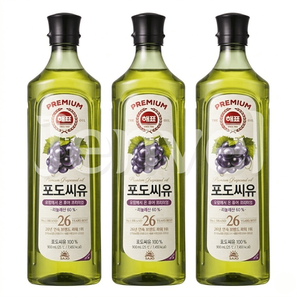 젠벨협력사 사조해표 포도씨유 900ml 3개 요리용 기름 튀김 부침 식용유