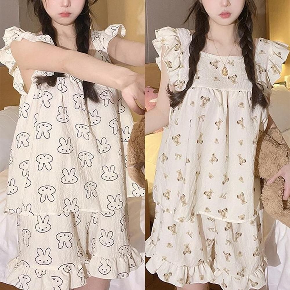 어나더뷰 제휴업체 하이뷰 1493 [8종/지지미원단] 멜로디 나시 반바지 세트 파자마 여름 잠옷 상하세트 투피스 민소매 홈웨어