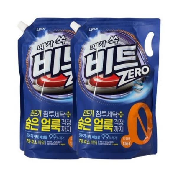 비트 드럼세탁기세제 비트세제 때가쏙비트 1.55L 2개 고농축 빨래 세탁세제
