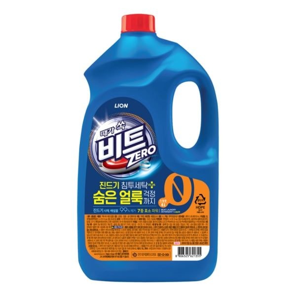 비트 드럼세탁기세제 비트세제 때가쏙비트 용기형리필 4L 고농축 빨래 세탁세제