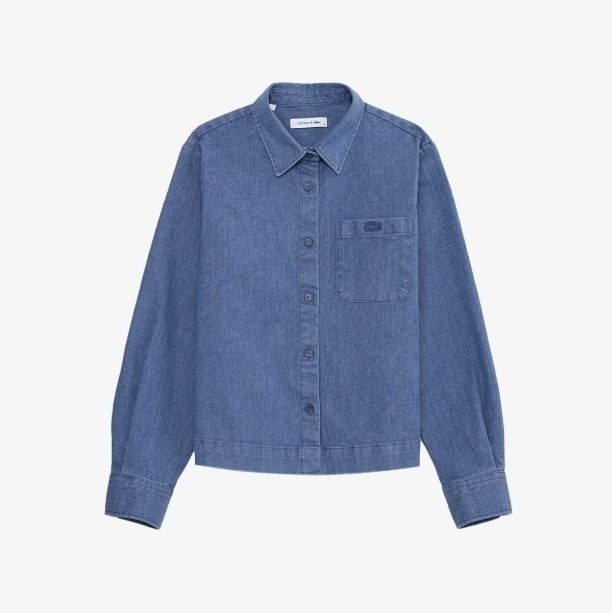 [국내 백화점] 라코스테 여성 25FW 크롭 데님 아우터형 셔츠 CF610E-55N-36L CF610E-55N-36L-EJS [인기상품