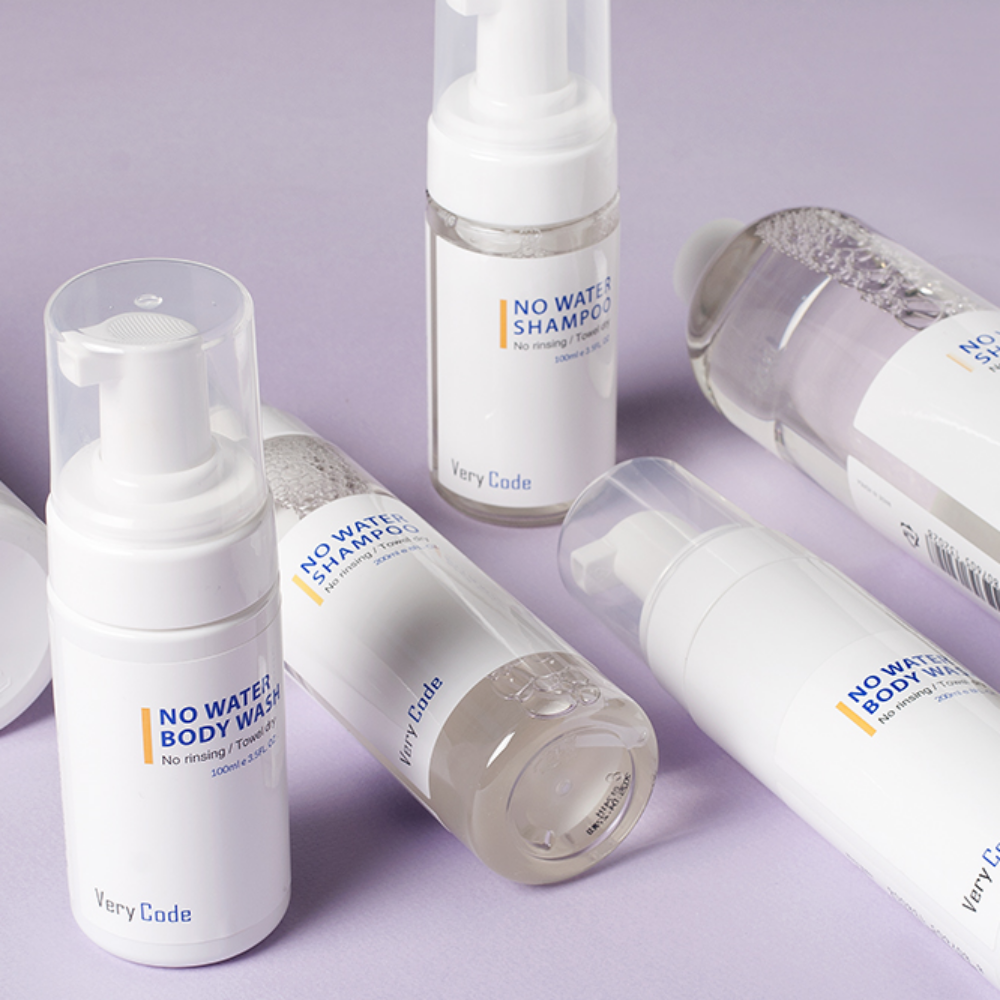 베리코드 노워터 샴푸 200ml 물없이 감는 워터리스 드라이샴푸 캠핑 병원 환자 간병 휴대용 노린스 샴푸