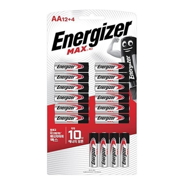 에너자이저 에너자이저)MAX건전지(AA/B12+4) 문구용품 사무용품 충전지 건전지 충전건전지