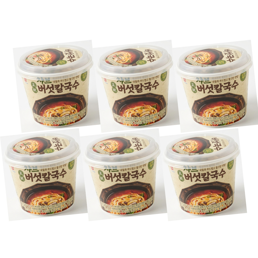 한일 정통 샤브 버섯칼국수 201g x 6개 얼큰한맛 부드럽고쫄깃한 면발