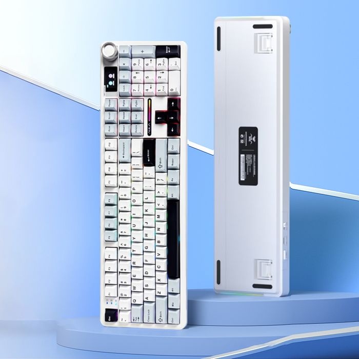 [해외] AULA 독거미 F108 pro 유무선 블루투스 기계식 키보드 아이스블루 카라멜라떼축
