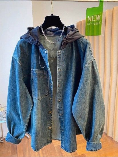 엠앤에스 후드 레이어드 오버핏 데님 셔츠자켓