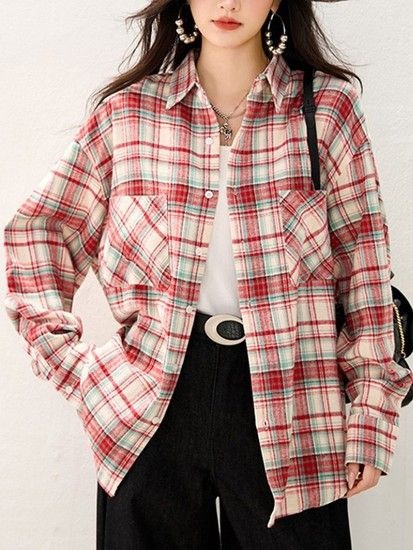 엠앤에스 체크 오버핏 빅포켓 셔츠 남방