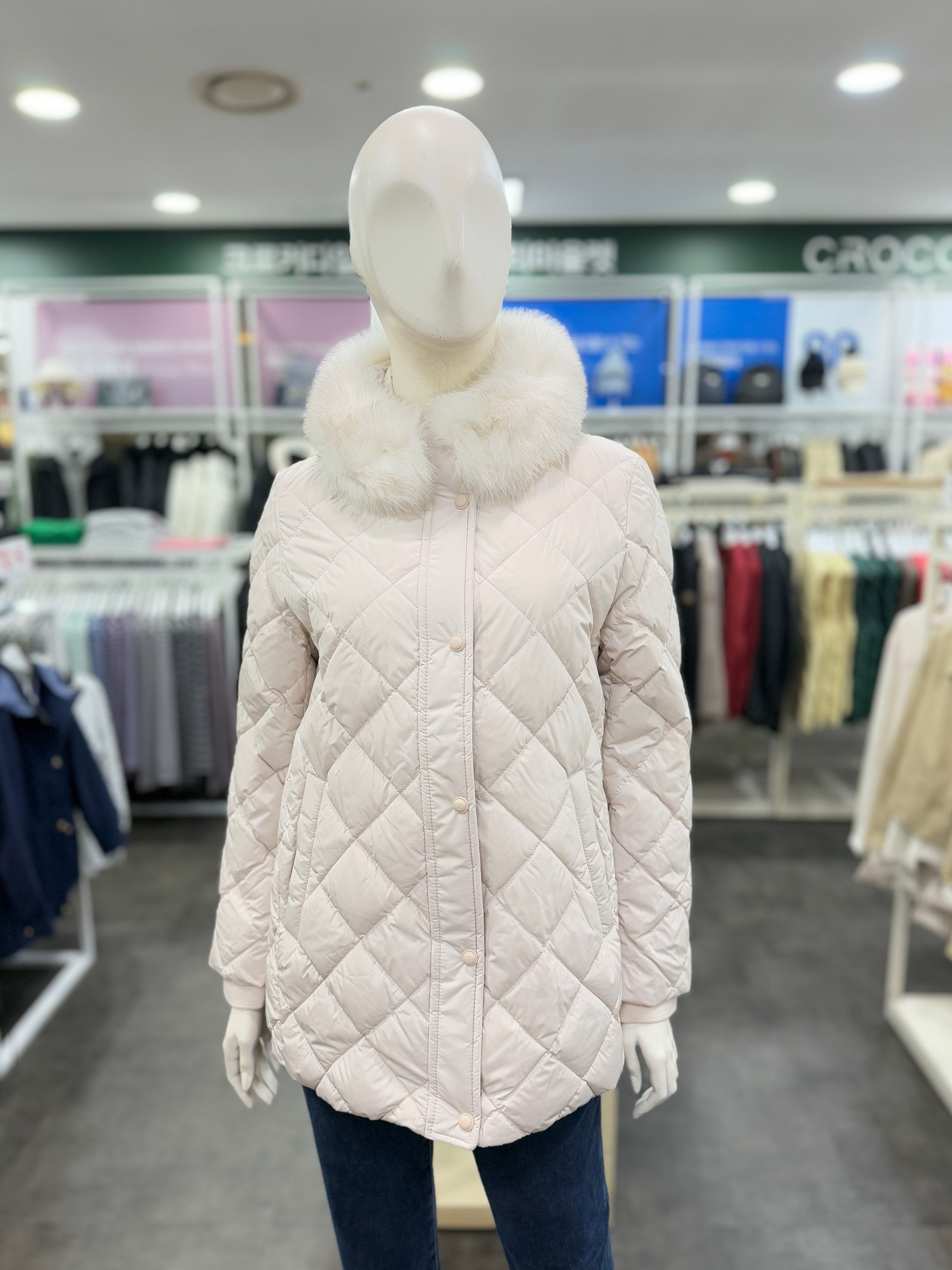 [크로커다일레이디] 폭스퍼 후드 덕다운 패딩 점퍼 아이보리 CLDW-DW104 한정수량 (2462892 )