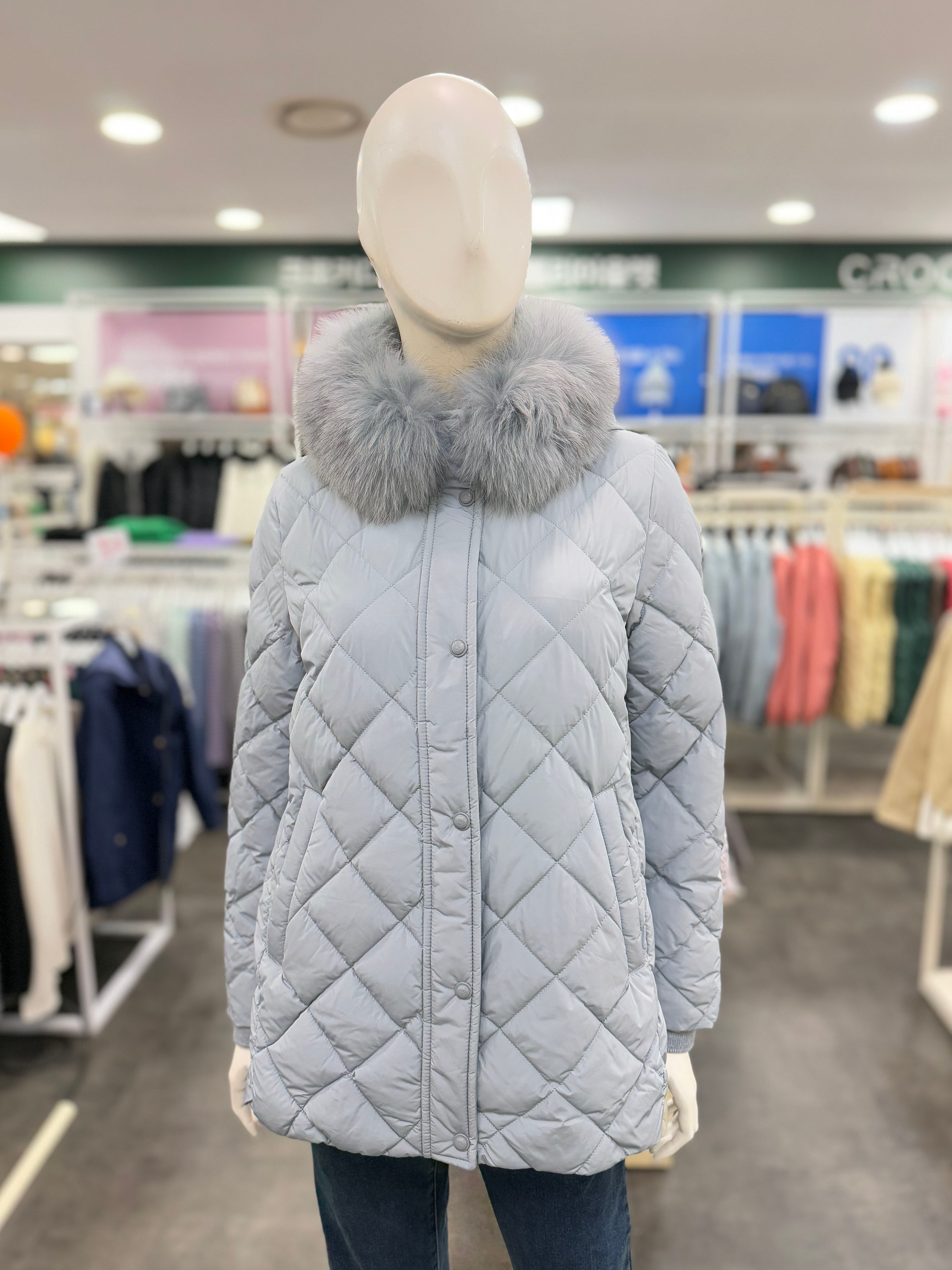 [크로커다일레이디] 폭스퍼 후드 덕다운 패딩 점퍼 라이트블루 CLDW-DW104 한정수량 (2455734 )