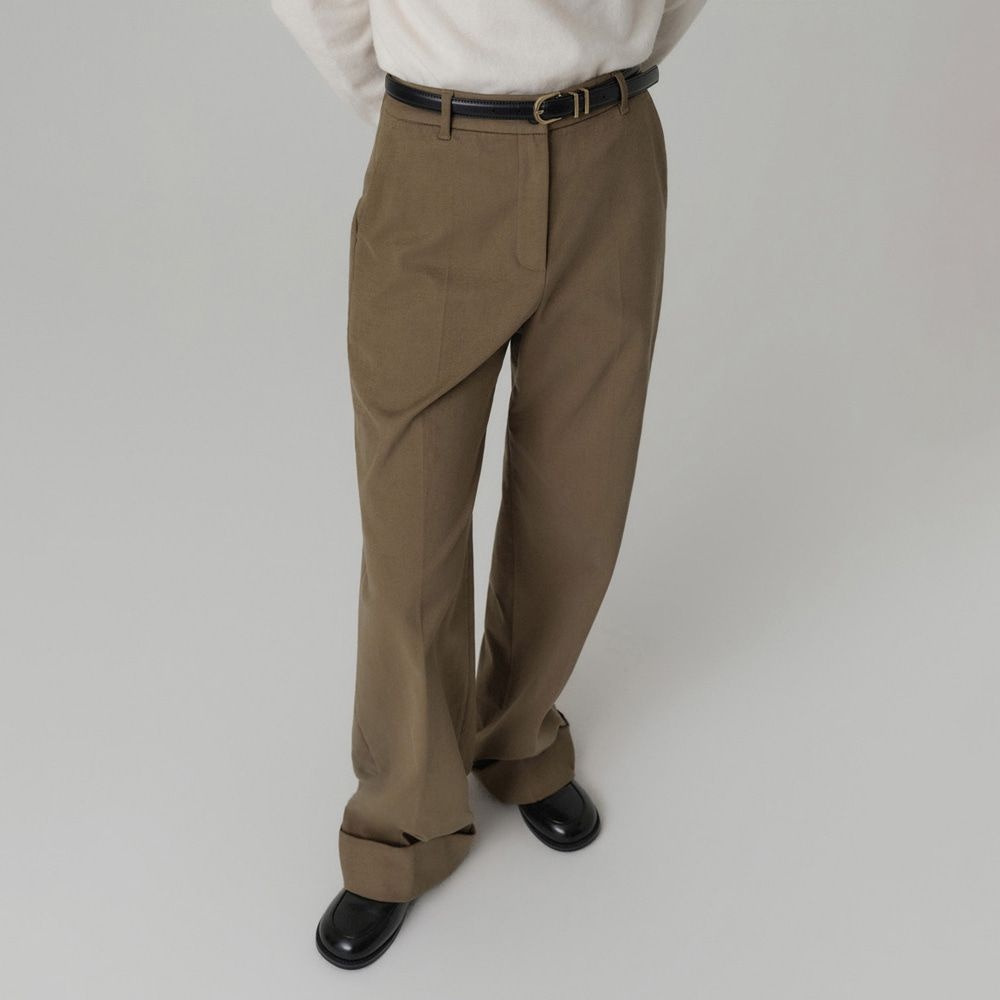 LOOKAST 룩캐스트 LOOKAST 제인 스트레이드 카브라 기모 팬츠 카키 / JEIN STRAIGHT CABRA GIMO PANTS KHAKI