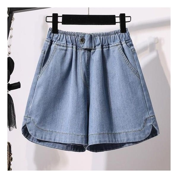 나블리박스 와이드 밴딩 데님반바지 밴드 숏팬츠 빅사이즈 반바지