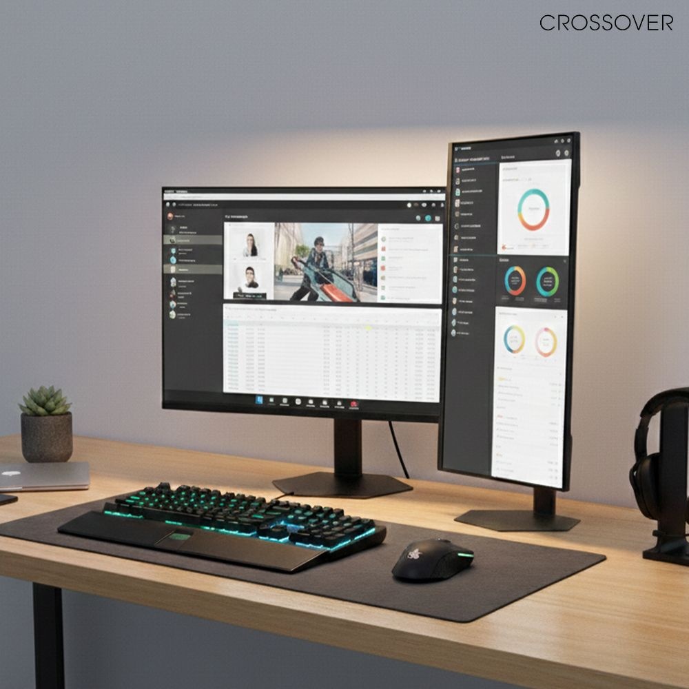 크로스오버 27QM168C QHD IPS USB-C 68cm 피벗 멀티스탠드 120Hz 모니터 무결점