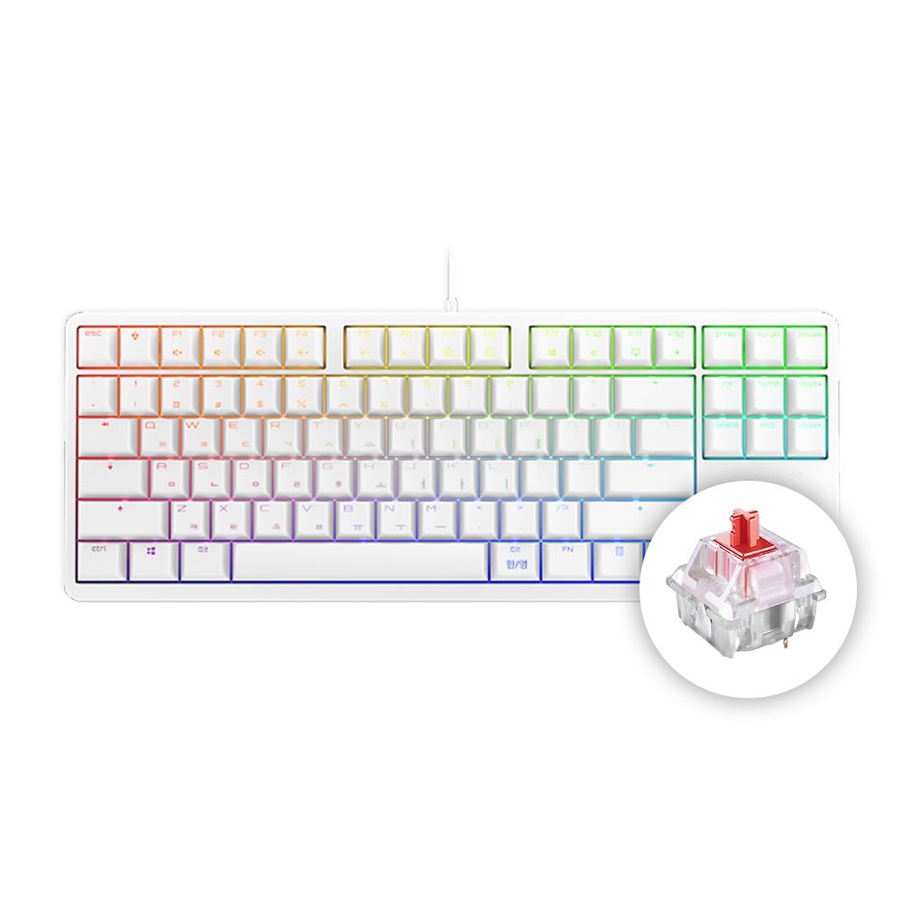 체리 G80-3000S TKL RGB 기계식 키보드 사무용 텐키리스 화이트, 적축
