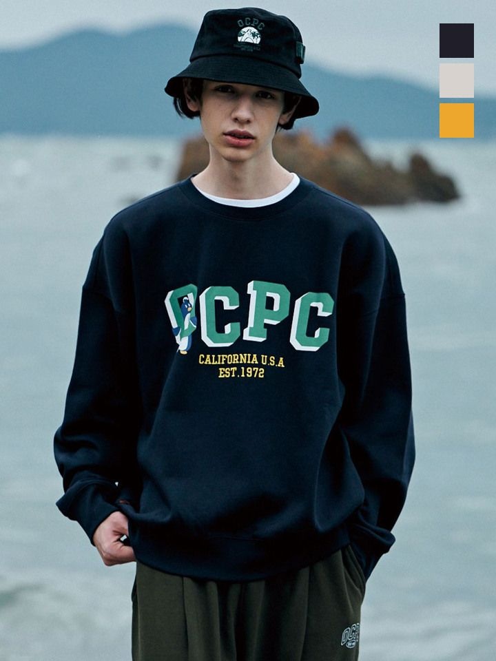 원더플레이스 [패션플러스][원더플레이스][오션퍼시픽(OCEAN PACIFIC)] 맨 OCPC 펭귄 오버사이즈 기모 스웨트 셔츠