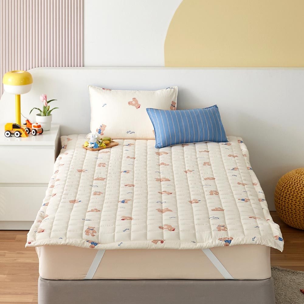 모던하우스 [모던하우스] ON 마미허그 소프트워싱 플레이테디 4면 고정밴드가 있는 패드 115x205 베이지