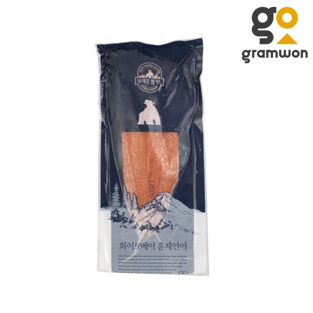 그램원 협력업체 화이트베어 훈연향 가득 코호 훈제연어 필렛 1.3kg 연어필렛 회 샐러드