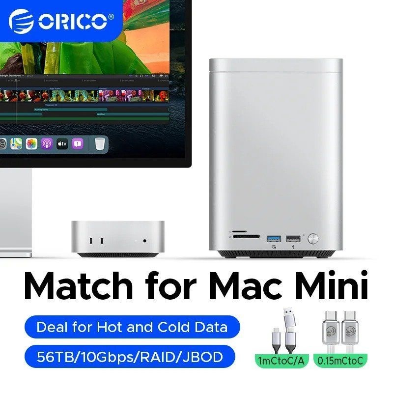 [해외] ORICO 미니타워 Mac M4 Pro 도킹 스테이션 (M.2 SSD 타입 C 포함) 데스크탑 하이브리드 스토리지
